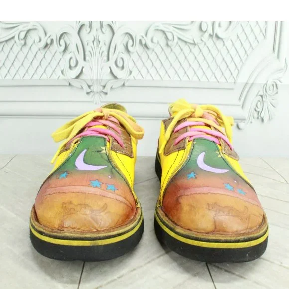 *Unbranded Unisex Multicolor Leather Slip On Lace Up Casual Oxford Shoes Size 7 - Picture 4 of 9